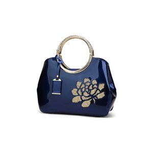 5238 Top-handle Handbags Purse Embroidered Flower Pattern Patent PU Tote